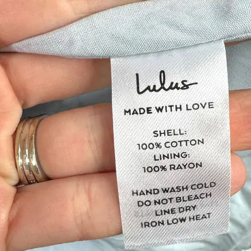 Lulus Always Charming Light Blue Floral Swiss Dot Babydoll Mini Dress Large