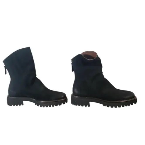 Paul Green $500 NEW NOBU ZIP-UP BOOT BLACK NUBUCK SLOUCHY PLATFORM 8.5 (TC19)