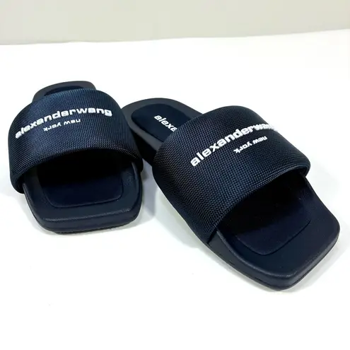 Alexander Wang Logo Pool Slides Uniform Blue EU 39 40 NEW 30221S059