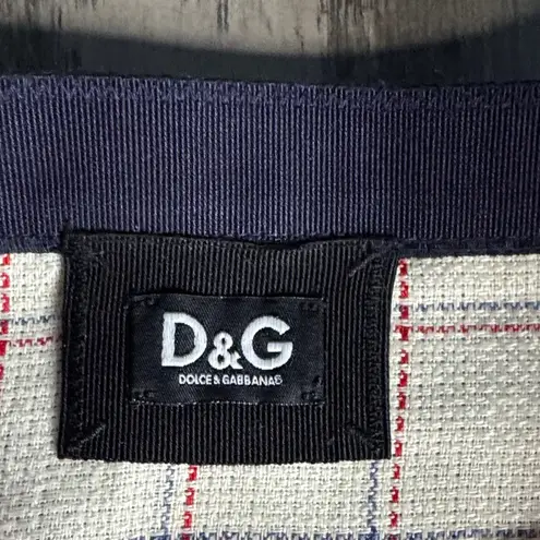 Dolce & Gabbana Dolce & Gabanna Red and Cream Plaid A-Line Linen Blend Skirt