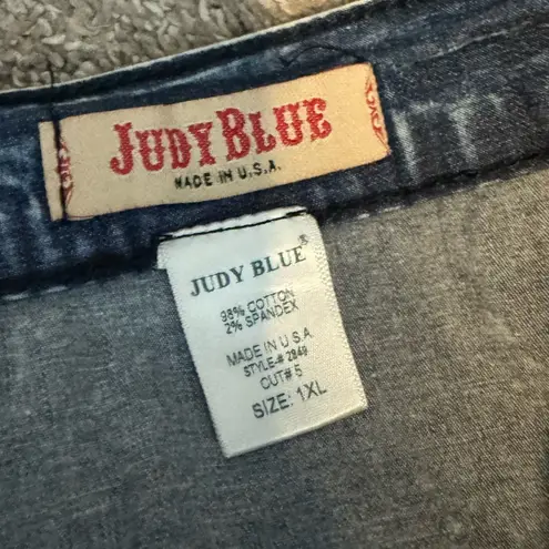 Judy Blue Denim Midi Maxi Skirt Sz 1XL Acid Wash Stretch High Slit A Line