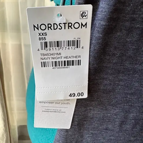 Treasure & Bond women's sleeveless dress ruched navy night heather XXS NWT