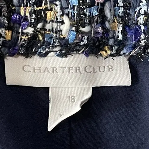 Charter Club SZ 18 Tweed Shorts High-Rise Lined Color Therapy Navy Blue Pockets