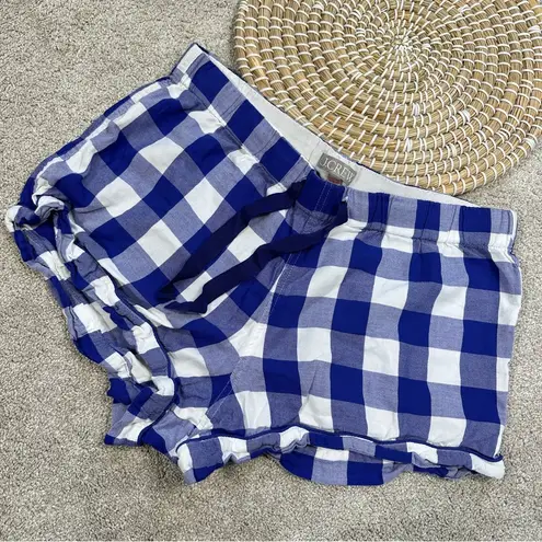 J.Crew  Long-Sleeve Flannel Pajama Short Set In Buffalo Check Blue White Size M