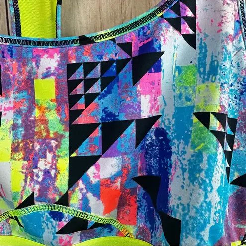 VSX Women's Vibrant Sports Bra with Neon Yellow Band Pink Size XL