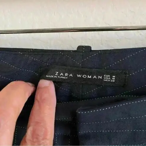 ZARA  Woman Navy Blue Pin Dot Stripes Business Casual Pants Size M‎