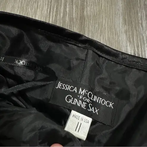 Gunne Sax Vintage 80s Jessica McClintock Black Sequin Tulle Strapless Mini Dress