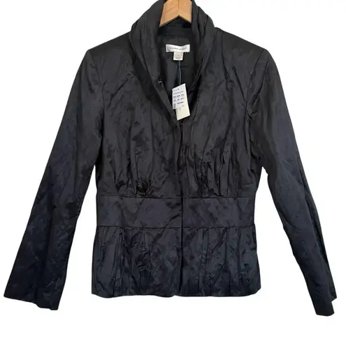 Christopher & Banks NWT New Black Crinkle Cotton Blend Jacket Women’s Size S
