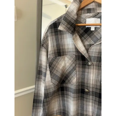 Women's Ashley By 26 Plaid Shacket Western Size L Black Beige Tan Size L