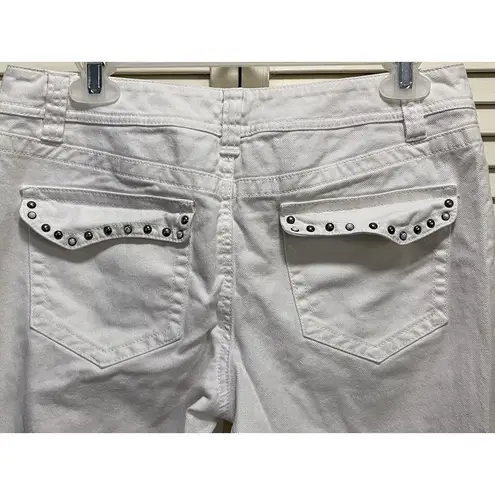 INC International Concepts Denim White Jean Capris Bead Detail Size 6 Low Rise