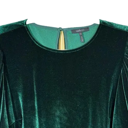 BOBI BLACK Green Velvet Mercy Lantern Sleeve Dress EUC Size L
