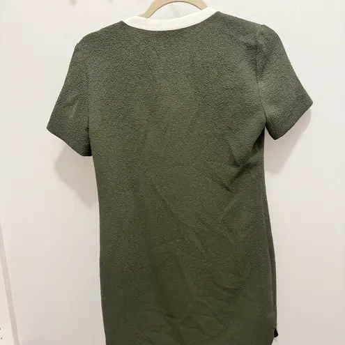 Sandro Paris Olive Green Shift Dress Minimalist Quiet Luxury Office Size Small