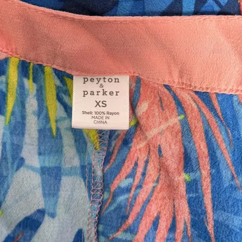 Peyton & Parker Swimsuit Cover Up Kimono Size XS Tropical Resort Wear Vacation Blue