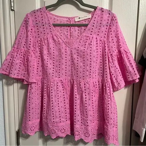 The Impeccable Pig 💖 NWOT Pink Eyelet Lace Blouse