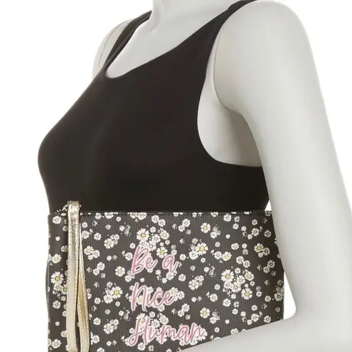 Betsey Johnson  “be a nice human “ floral wristlet pouch