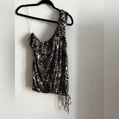 INC International Concepts One Shoulder Animal Print Top Size M