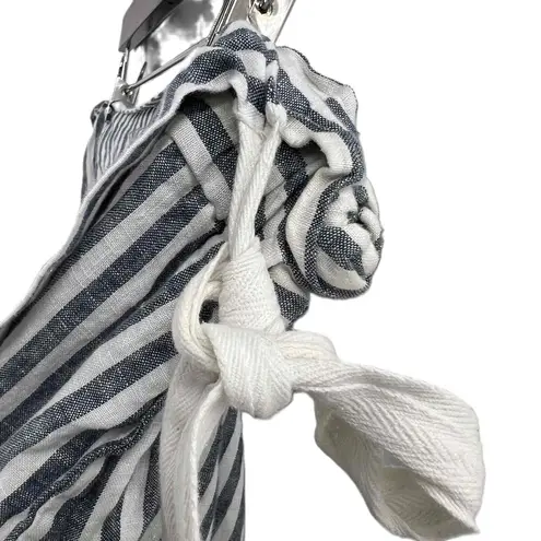 Fifteen Twenty FIFTEEN-TWENTY Skort Shorts White Blue Striped Wrap Linen Woven Large