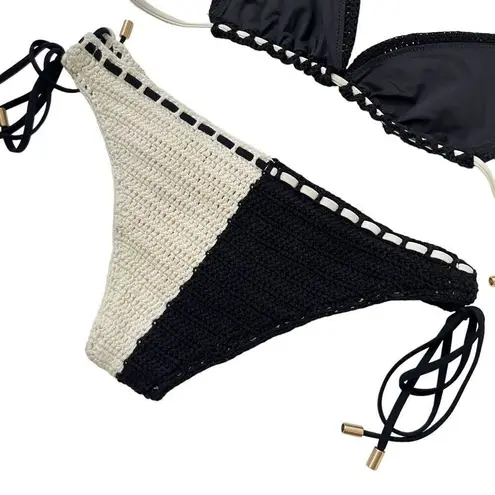 Zimmermann  Clover Crochet Bikini Set in Black & White