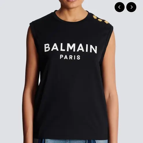 Balmain Belmain Paris Eco Designed Cotton T-Shirt w Logo Print in Yellow