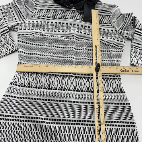 Luna Dress Womens Large Geometric Pattern 3/4 Sleeve Stretch Collared NWT