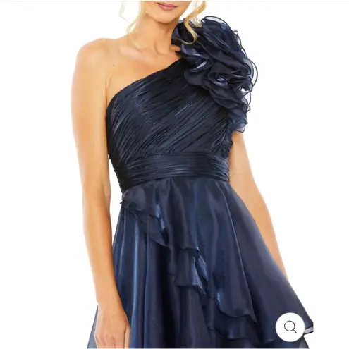 Mac Duggal New! One Shoulder Ruffle Hi-Lo Gown in Midnight Sz 0 $398 #49527