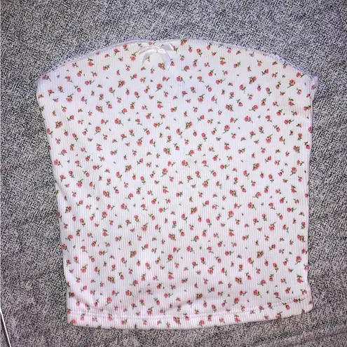 Rue 21 White & Pink Floral Tube Top