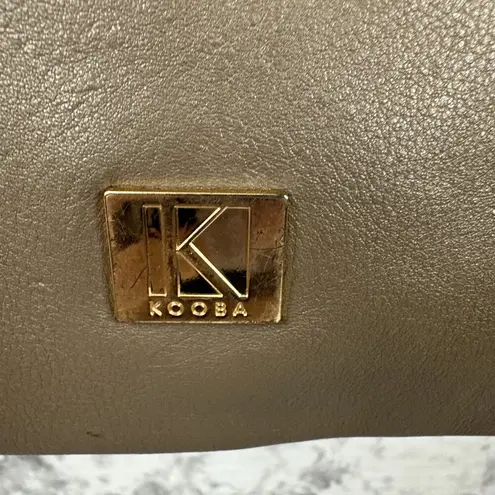 Kooba Womens Pebbled Leather Large Tote Bag Purse Brown Gray Taupe Outer Pocket