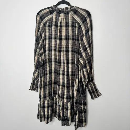 Free People  Red Moon Plaid Mini Dress in a neutral combo color size XS