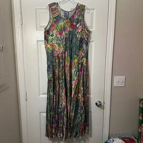 Johnny Was Maxi Dress Womens XXL Floral Print Sleeveless Bohemian Rayon Blend