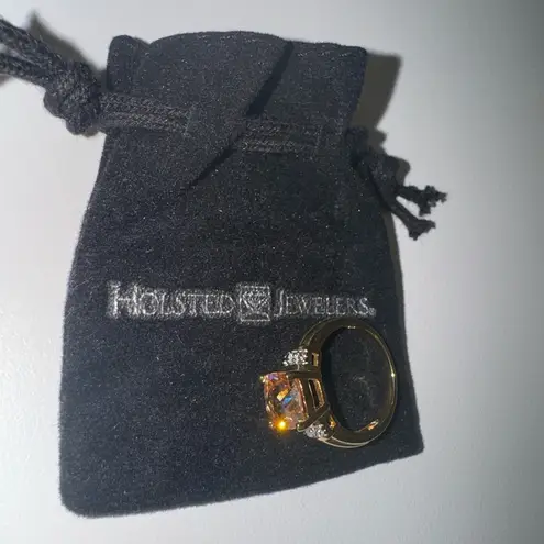NWOT Holsted Jewelers Genuine Diamond & Champagne CZ Cushion Cut Ring size 6