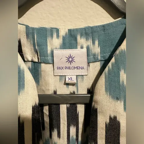 Pax Philomena Bellagio Cotton IKat Mermaid Dress Blue Size XL