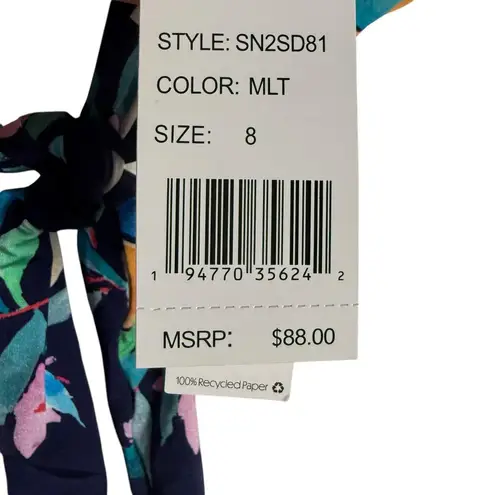 La Blanca Sunshine Navy Peach Halter Fruit Floral 2 Piece Bikini Swimsuit Set 8