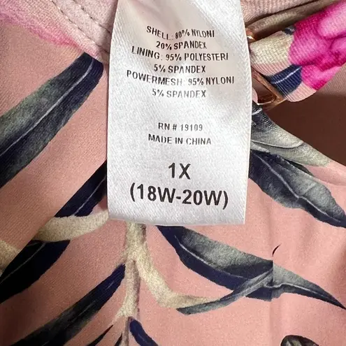 Lysa Plus Size 1x 18/20 Ruffled Shoulder Floral Mauve Pink One