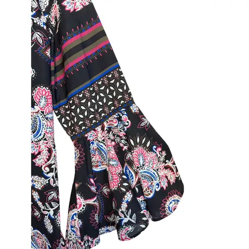 Ella Moon Dress Big Bell Sleeves Multicolor Paisley Size XL Boho Goth Artsy NWT Black