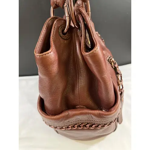 B Makowsky Women's Brown Leather Shoulder Bag Purse SKU 6111