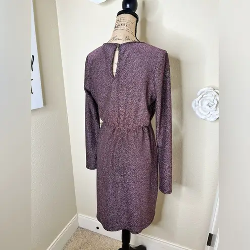 Pinkblush Maternity Metallic Faux Wrap Purple & Black Dress Size Medium