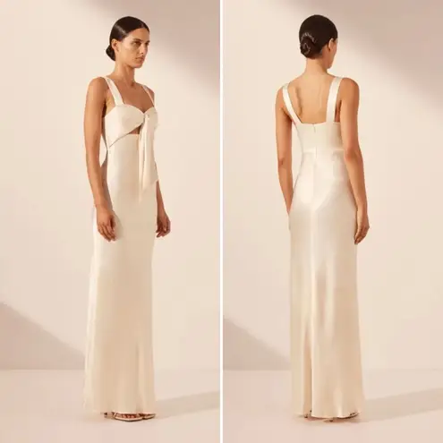 Shona joy La Lune Bow Tie Satin Maxi Dress Ivory US Size 4 NWOT