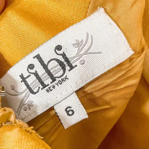 Tibi Silk Brocade Embellished Yellow Sheath Dress, EUC, Size 6, MSRP $495
