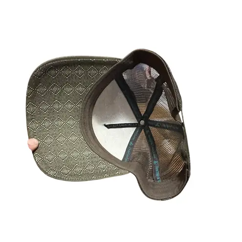 prAna Patterned Trucker Hat Olive Green Brown Mesh Back Adjustable Cap