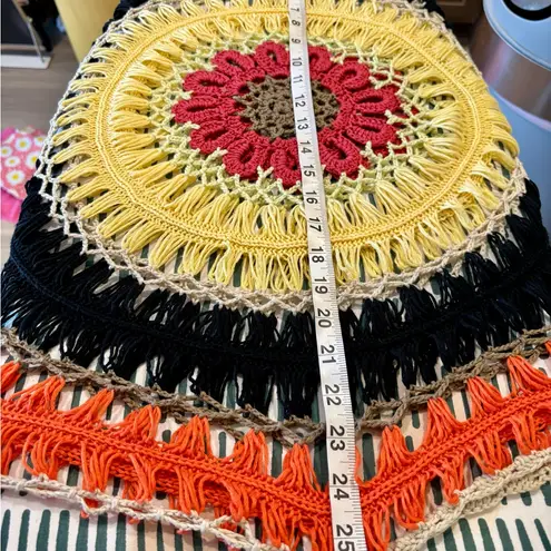 Handmade Crochet Poncho Top – Earthy Floral Mandala – One of a Kind Orange Size undefined