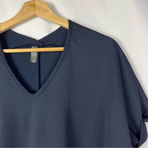 Alya  Navy Blue V-Neck Short Sleeve Blouse S