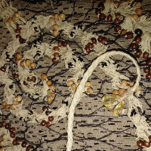 Jessica London Plus Size 2X Boho Hippie Kimono Tassel Brown Cardigan Crochet Bea