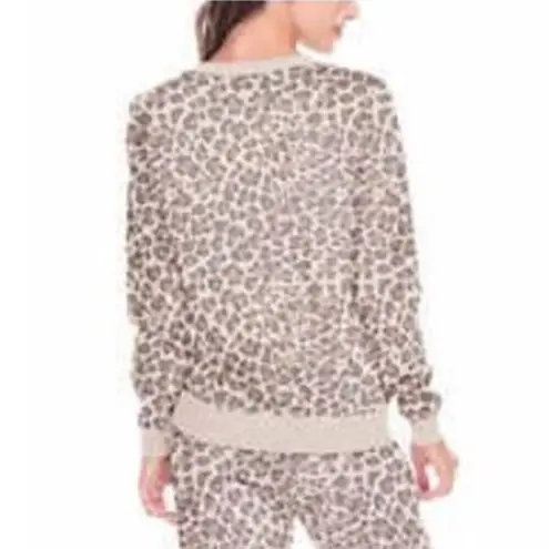 Honeydew Velour Sweatshirt Natural Leopard Tan Size XL