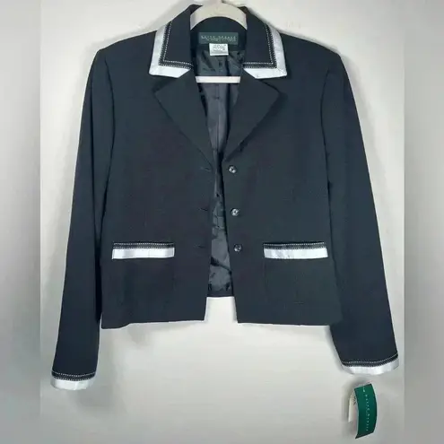 Harvé Benard New With Tags Harve Benard Jacket Blazer Black White Ribbon Trim Women’s Size 12