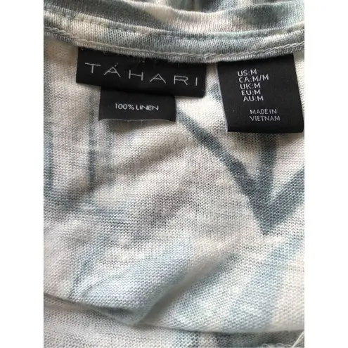 Tahari Tropical Palm tree pattern Palm tree print white and light Green 100% lin