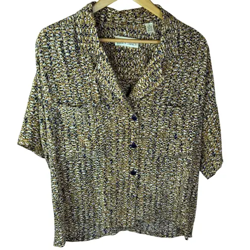 Ellen Tracy Linda Allard for Silk Blouse Top Button Down Size 12 Pockets