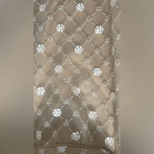 Mac Duggal Strapless White Dress with Feather Detail