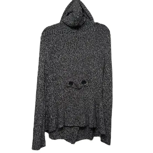 Effeci Women’s Black White Cardigan Button Knit Sweater Hat L/XL (No Sz Tag)