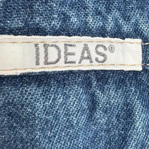 Vintage USA Made Denim Shirt Dress by IDEAS – 100% Cotton Button Front Blue Size 20W