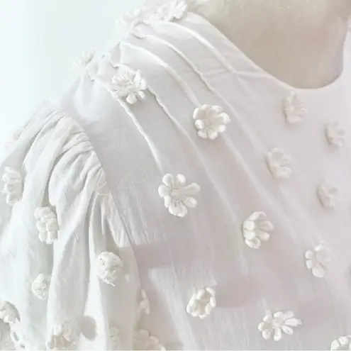 Cami NYC Carolina Floral Applique White Long Sleeve Mini Dress Size Small